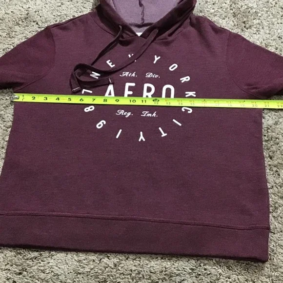 Aeropostale Women's Hoodie Medium Maroon Super Soft Inside Pullover - Picture 3 of 9